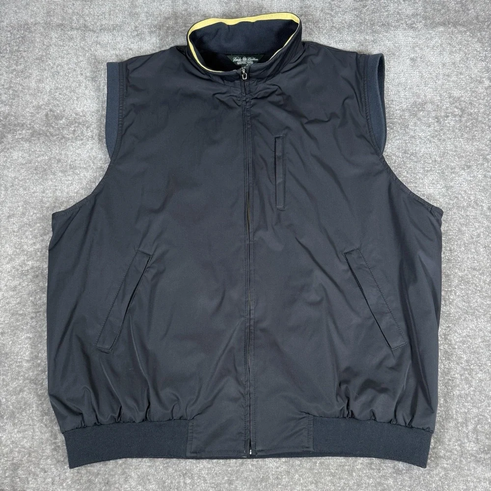 Brooks Brothers Country‎ Club Vest Men's XL Blue Windbreaker Golf Full Zip